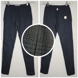 Prevu London Zip Ankle Blue Black Plaid Pull On Stretch Pants Size XS